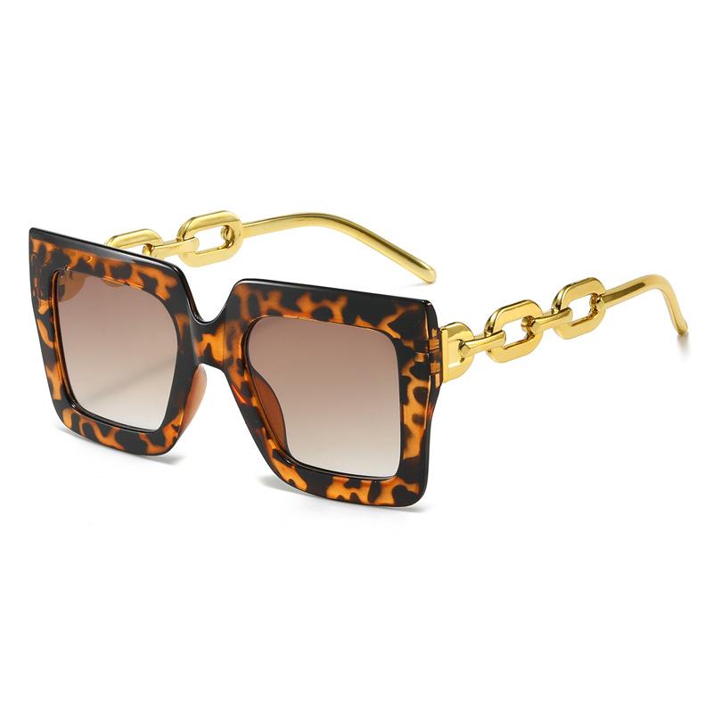 Women Fashion Sunglasses Oversized Frame Women Glasses Brand Designer Square Glasses Uv400 Golden Leg Eyewear Acessories