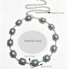 Retro Ethnic Floral Gem-Inlaid Metal Waist Chain Accessory