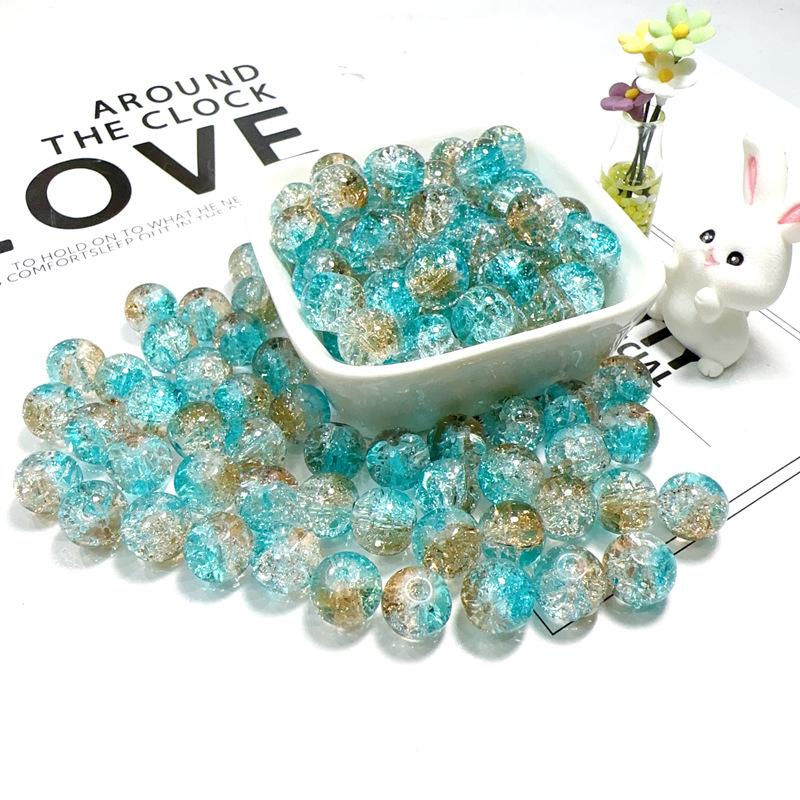 10mm Crackle Glass Round Beads, Loose Spacer Beads DIY Accessories for Bracelet Making 50pcs