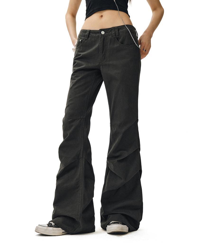 Deketeuumeon Flared Shirring Pants Dcwpt017Charcoal