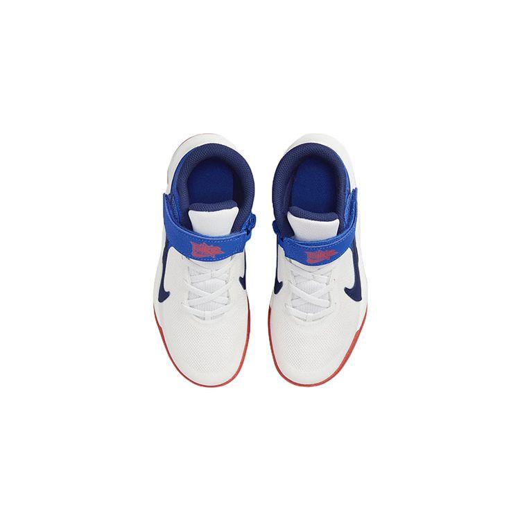 Nike Team Hustle D10 FlyEase PS Weiß Game Royal Kinder-Sneaker Summit-White Bright-Crimson Midnight-Navy DD7302-103