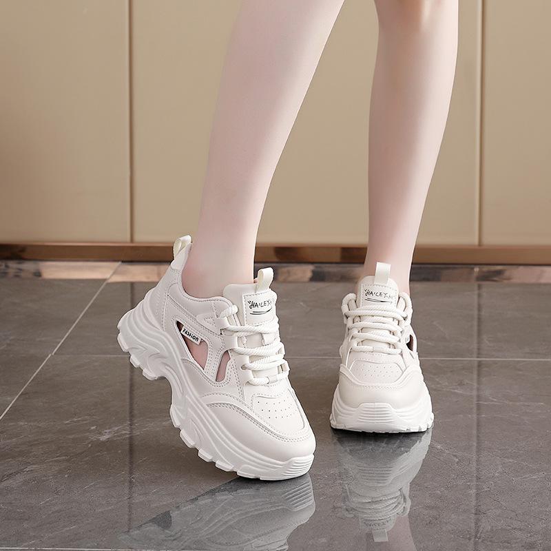 Customized breathable dad shoes women's 2025 summer student running shoes casual thick-soled hollow women's shoes DY-816