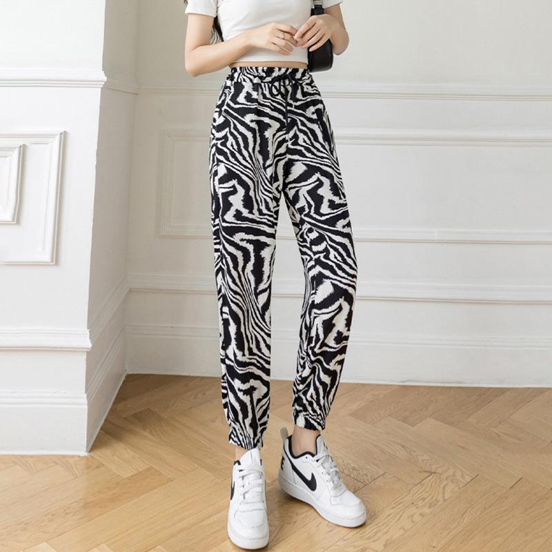 Women's Summer 2025 High Waist Letter Print Loose Slim Harem Leggings