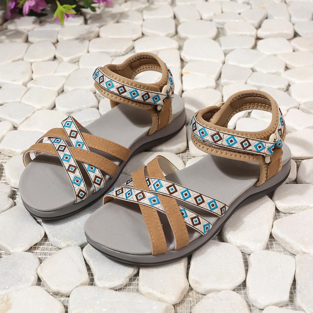 

Большие сандалии женские лето 2024 новые туфли на липучке с наклонным каблуком женские размер 43 43