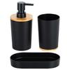 Ensemble d'accessoires de salle de bains Vilde - Distributeur de savon et gobelet - 16,5 x 8,5 x 17,5 cm - Noir