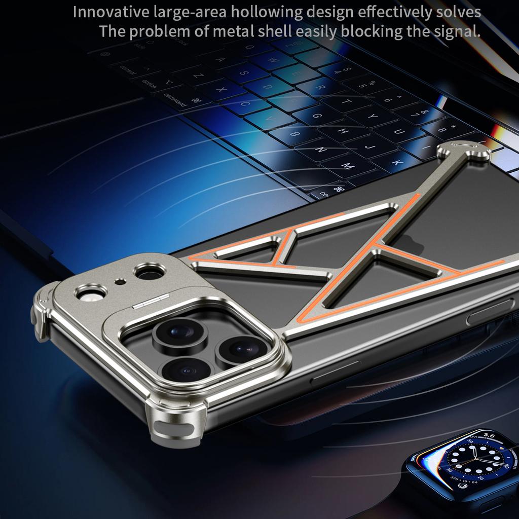 For iPhone 17 Pro Max Bumper Case Four Corner Airbag Kickstand Boardless A-Shape Metal Phone Cover