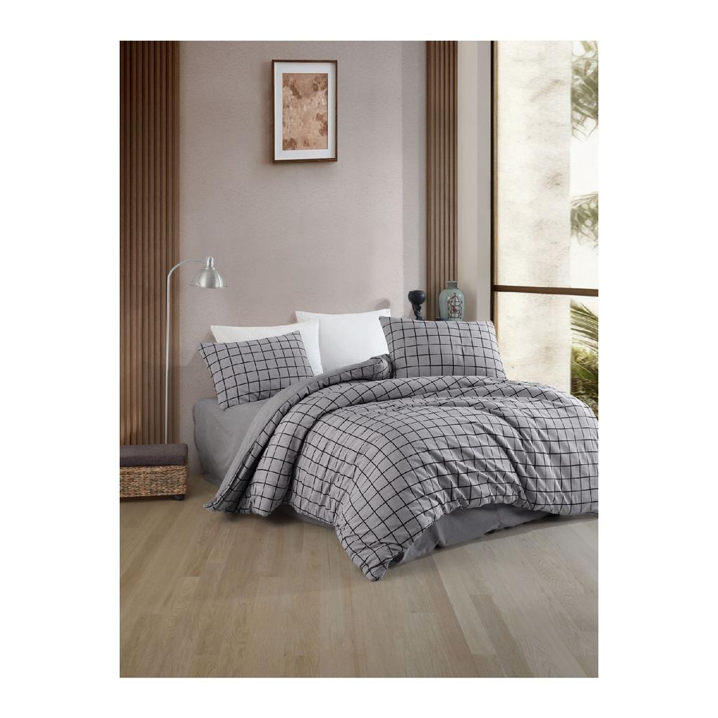 Doppelseitiges Bettbezug-Set mit Karomuster