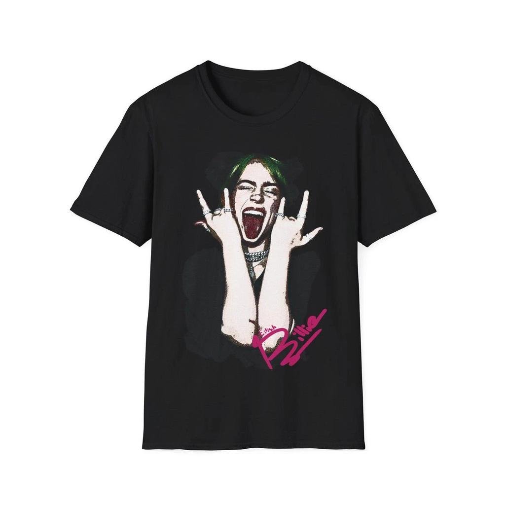 Retro Billie Eilish Tshirt popular concert musicthemed Tshirt unisex Pure cotton couple streetwear shirt oversized t shirt