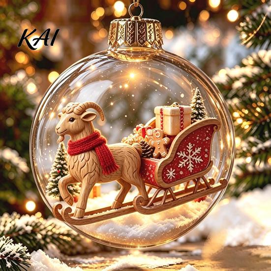 Decorative Hanging Balls Glowing Christmas Story Ornament, Light?Up Mini Holiday Scene Ball with Warm Living Room Ornaments LED Light, Clear Plastic