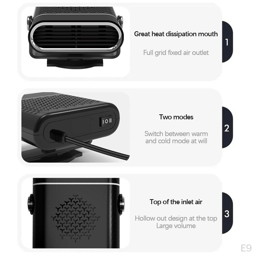 Degree Rotary Base Quickly Defrost with Modes Fast Heating Demister Automobile Windscreen Fan Auto