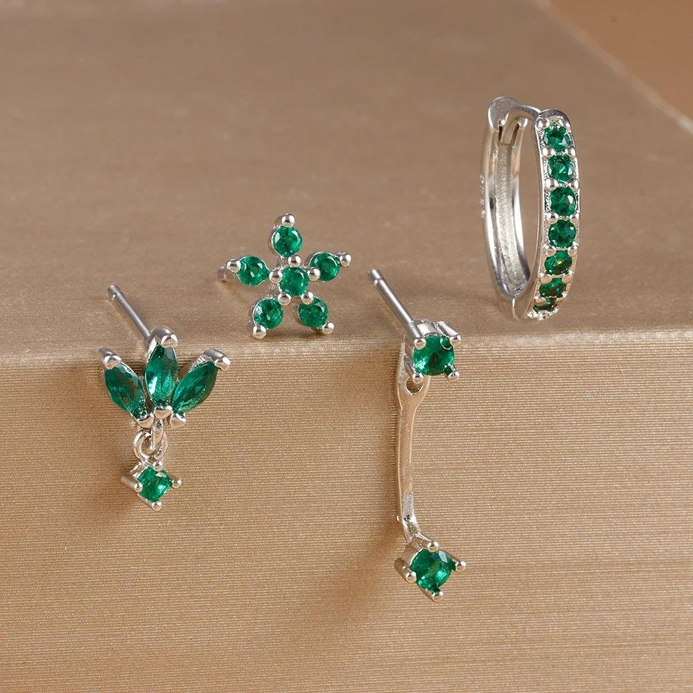 Cross-Border Hot Selling Real Electroplated Zircon Earrings Chic Exquisite Compact Temperamental Design for Women