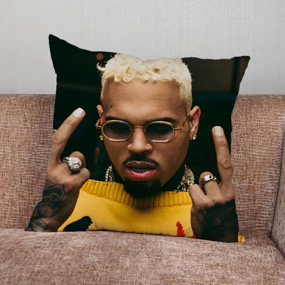 Rapper C-Chris Brown Pillow Case For Home Bedroom Car Office Decoration Living Room Sofa Cushion Cover Suitable