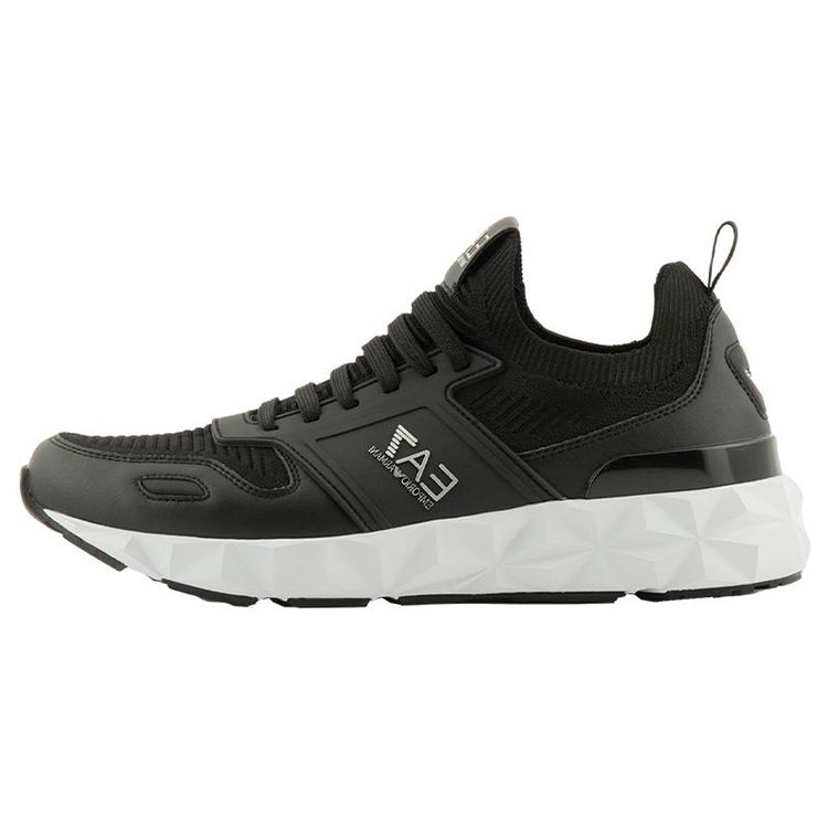 Emporio Armani EA7 Round Toe Lace-Up Thick Sole Running Shoes Low Top Casual Shoes Unisex sneakers Black X8X175XK380Q739 38