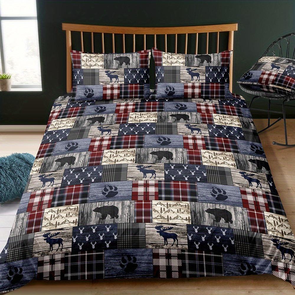 

3pcs Bedding Set Cartoon Grid 3D Printed Brushed Comfortable Duvet Cover King Queen Twin Single Size Bithday Gift Room Decor EU Single 135x200cm