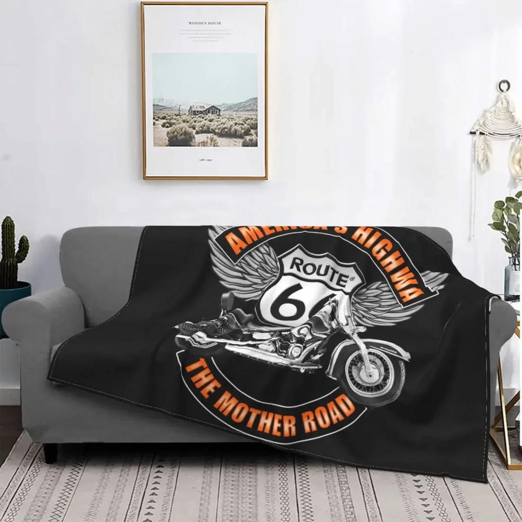 Route 66 Mother Road My Version Blankets Fleece Ultra-Soft Throw Blankets for Bedroom Sofa Bedspread for Living Room/Bedroom