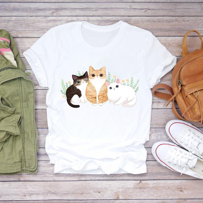 Women Cartoon Dog Tshirts Funny Face Animal Casual Pet Love Fashion Print Lady T-Shirts Top Womens Graphic Female T-Shirt
