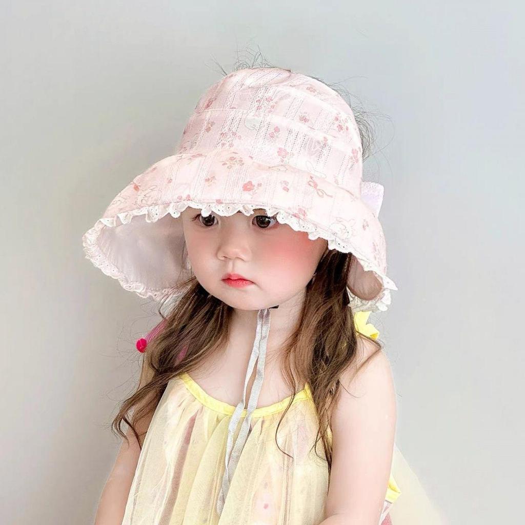 Children's UV Protection Summer Sun Hat - Sweet Princess Wide Brim Visor for Baby Girls