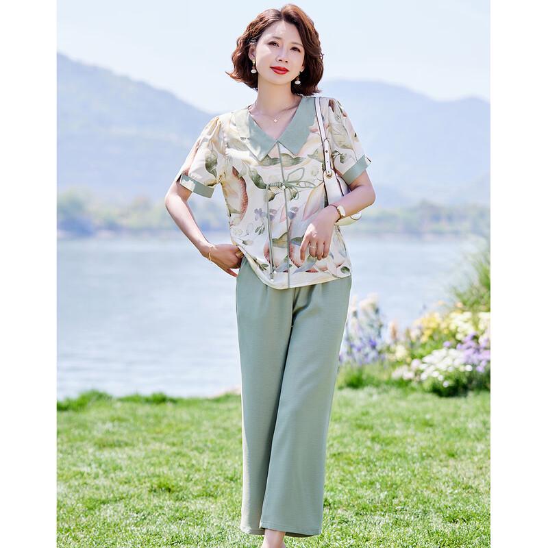 Past Summer New Chinese Style Floral Print Outfit Set for Women