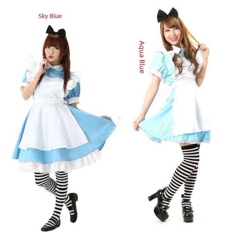 Cosplay Alice in Wonderland Super Cute Maid Outfit Water Blue Maid Costume Cos Anime Costume Performance Costume