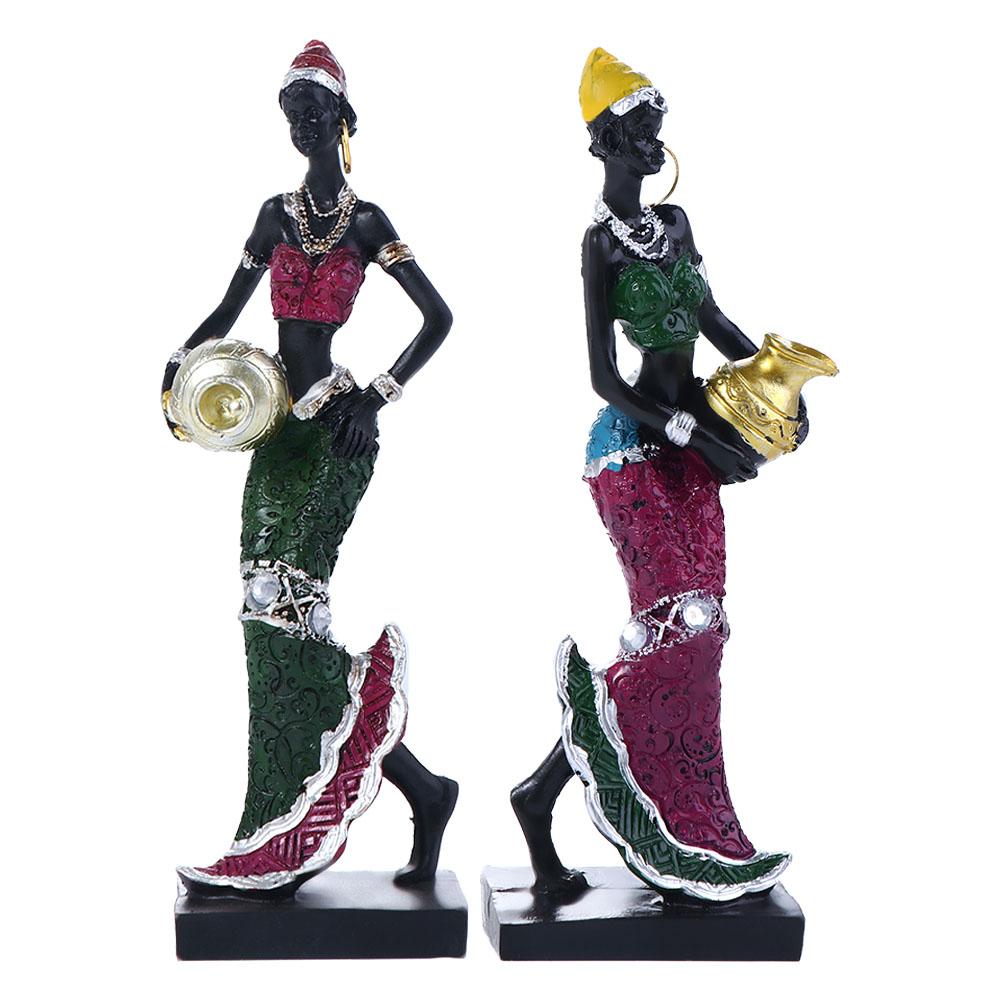 Cabinet Decor Vintage Art Design Desktop Ornament Resin Crafts Tribal Lady Figurines African Statue