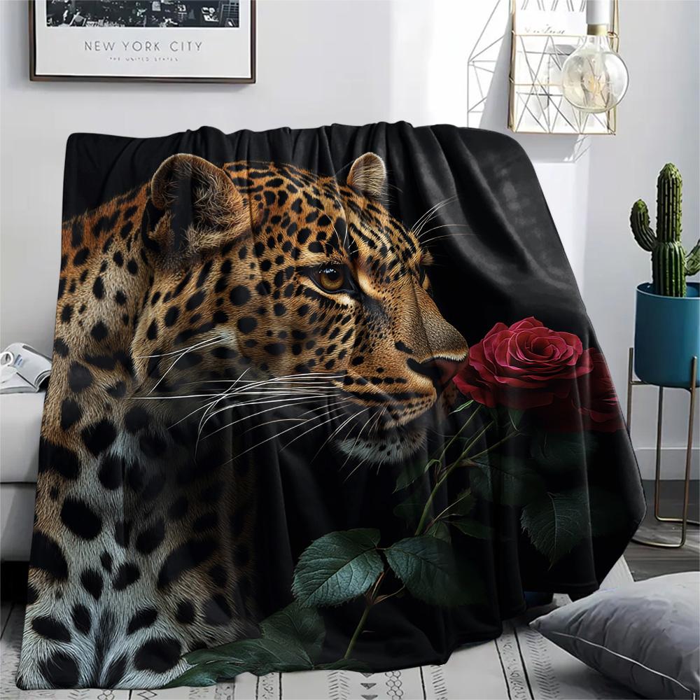 Leopard Print Flannel Blanket, High quality Comfortable for All Seasons, Home Decor, Warmth and Comfort, Perfect for Christmas Gifts