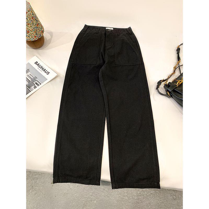 

American Retro High Waist Green Wide Leg Work Pants for Tall Person S (100-110 jin)