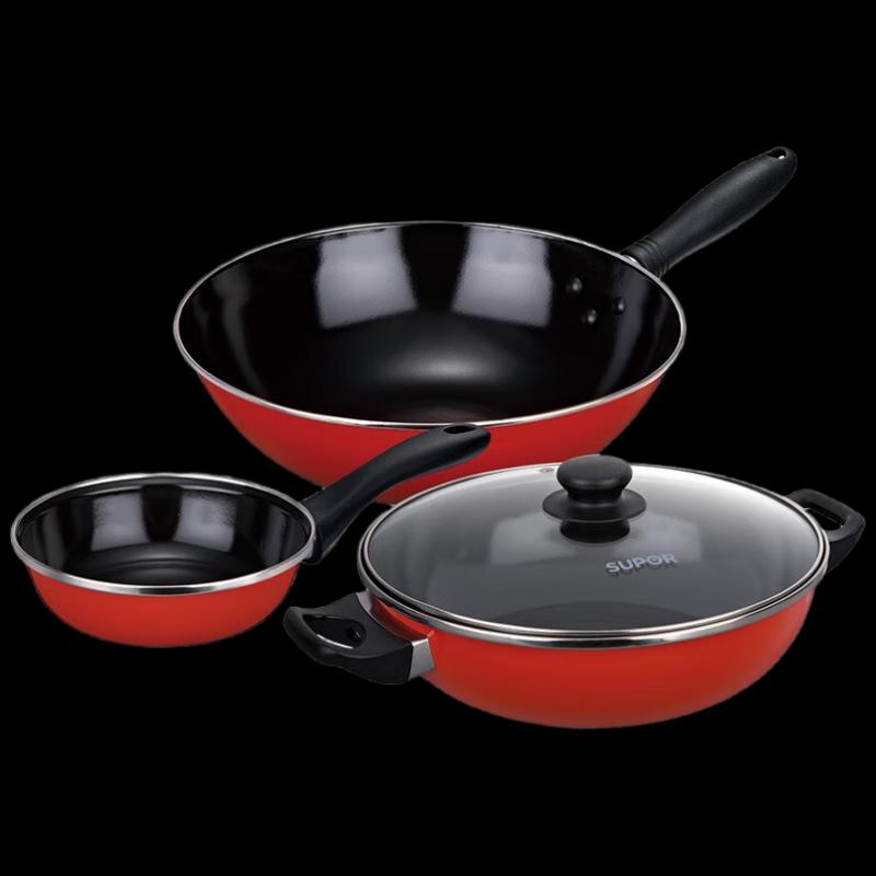 SUPOR Aijia Enamel Non-Stick 3-Piece Cookware Set