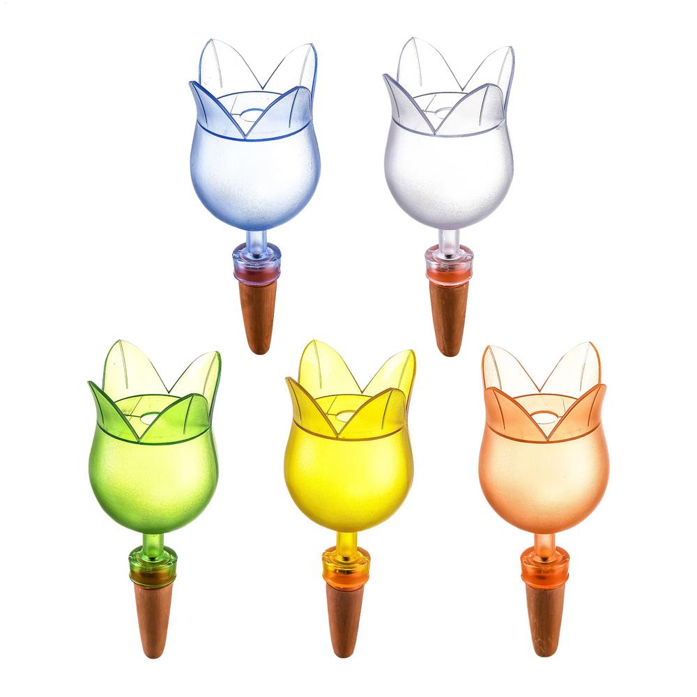 Plant Watering Spikes 5 Pieces Irrigation Stakes For Flowers Automatic Flower-Shaped Watering Spikes For Garden Lawn Vegetable