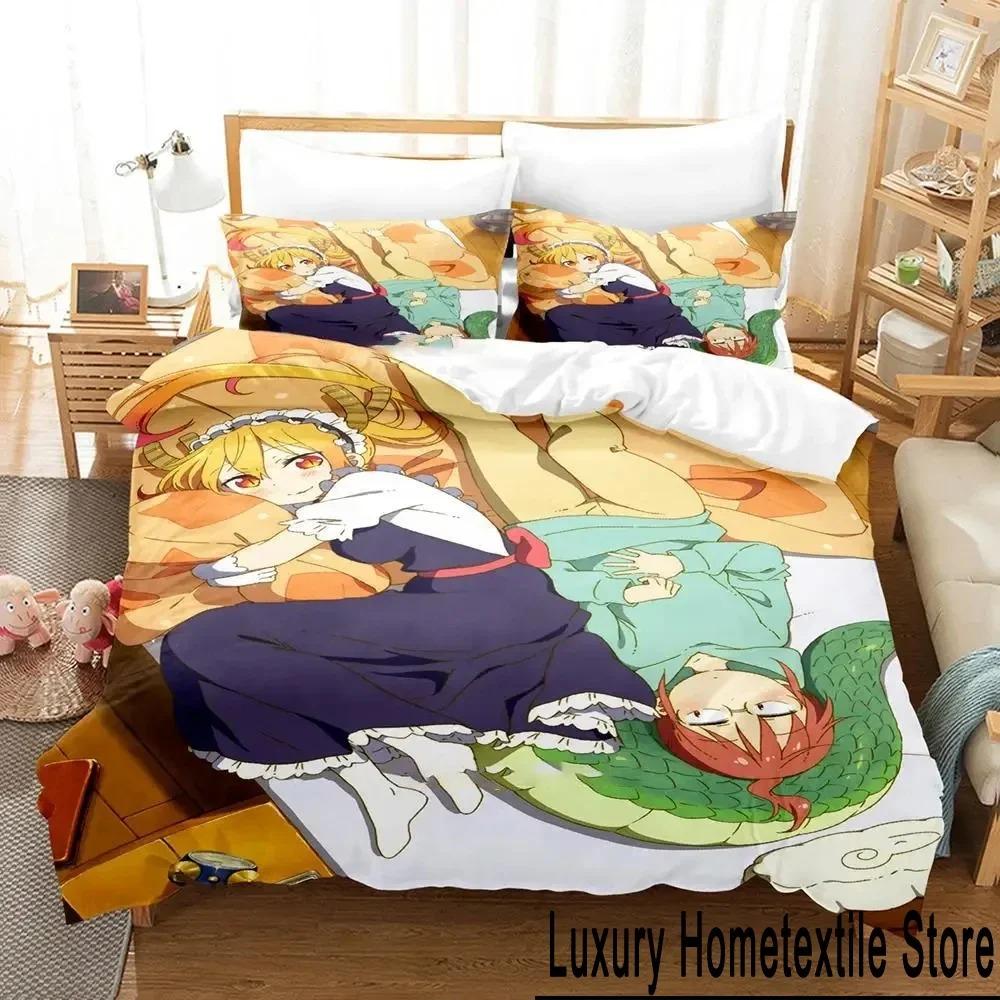 Anime Miss Kobayashi's Dragon Maid Bedding Set Duvet Cover Bed Set Quilt Cover Pillowcase Comforter King Queen Size Boys Adult