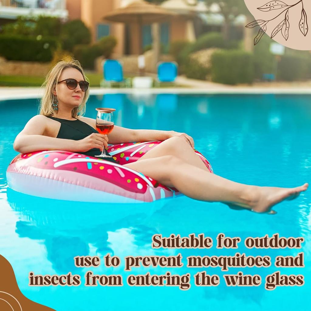 Mumufy 8 Pcs 4" Acacia Wood Wine Glass Charcuterie Topper Wine Glass Topper Charcuterie Plate Mini Charcuterie Board for Christmas Party Family