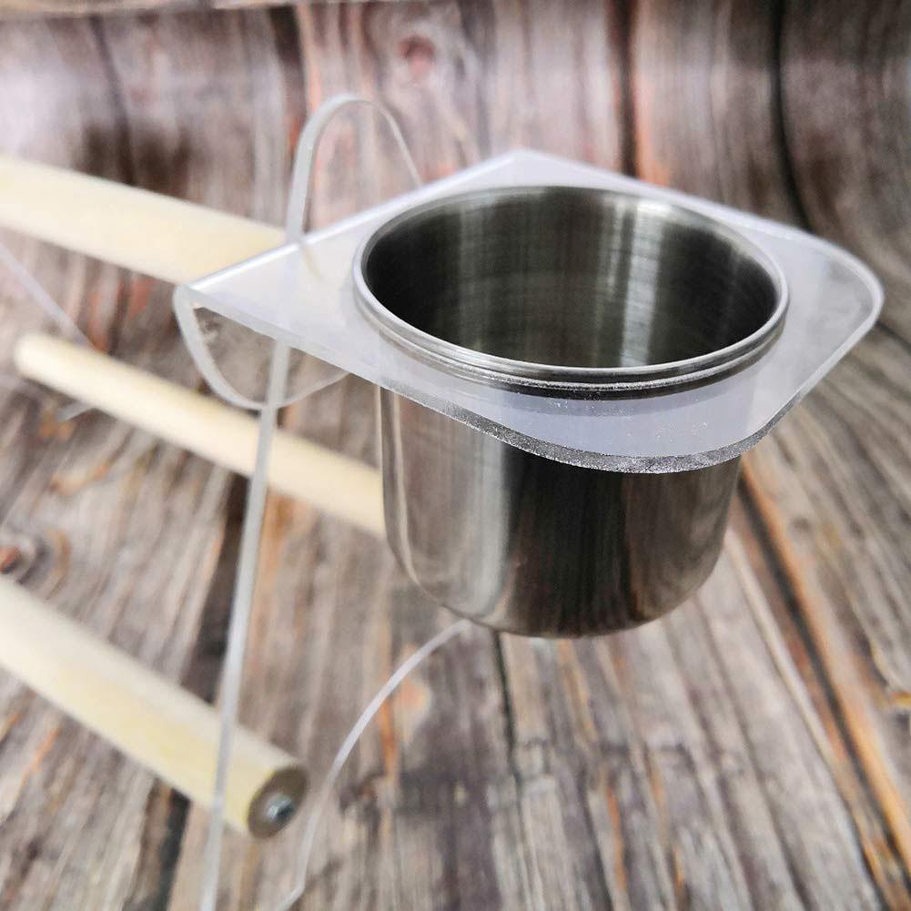 Drewniany trójnóg dla papugi z miseczką do karmienia, żerdź dla papugi, akcesoria do klatki dla ptaków