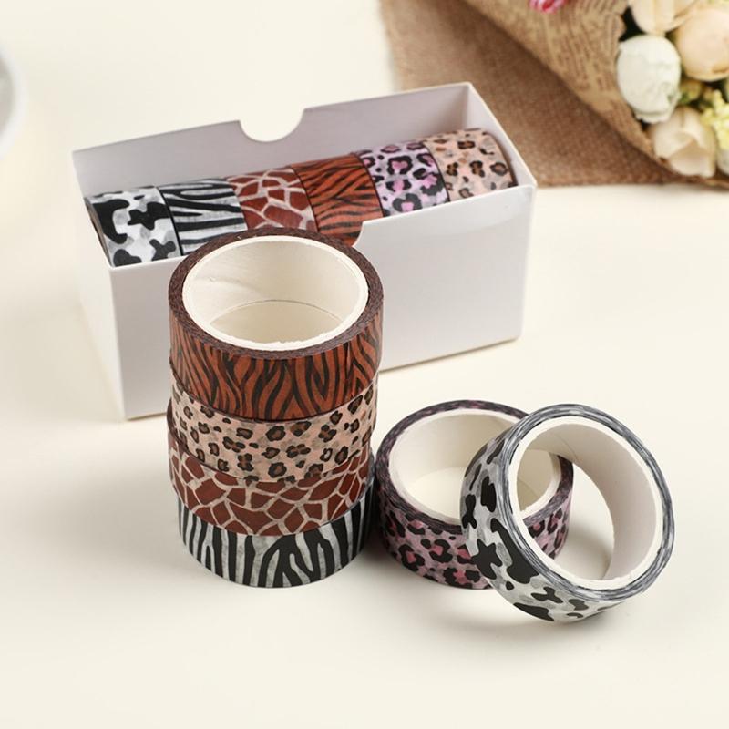 6 Rolls Decorative Tape Animal Print Washis Tape Decorative Tape Hand Account Tape for Journaling Scrapbooking