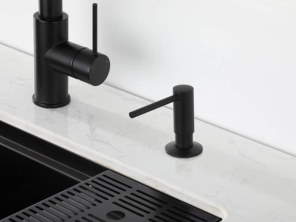 Matte Black Kitchen Sink Soap Dispenser - 500ml with Brass Pump Head