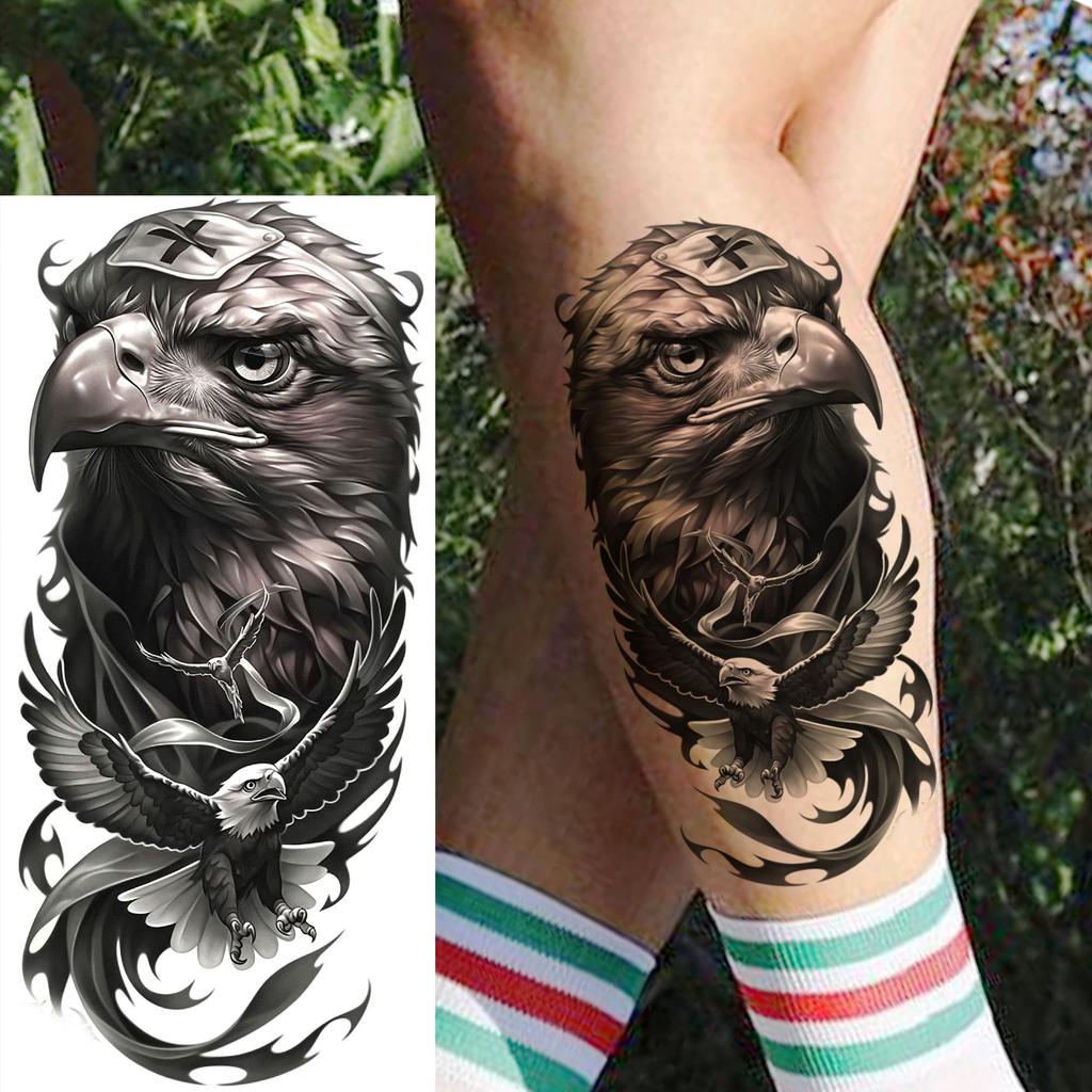 1 Foglio Tatuaggi Temporanei Creativi Cool Leone Lupo Aquila Per Uomini Donne Adulti, Tatuaggi Finti Temporanei Impermeabili a Lunga Durata