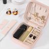 PU Leather Mini Jewelry Storage Zipper Closure Travel Jewelry Box Ring Organizer  Display Box