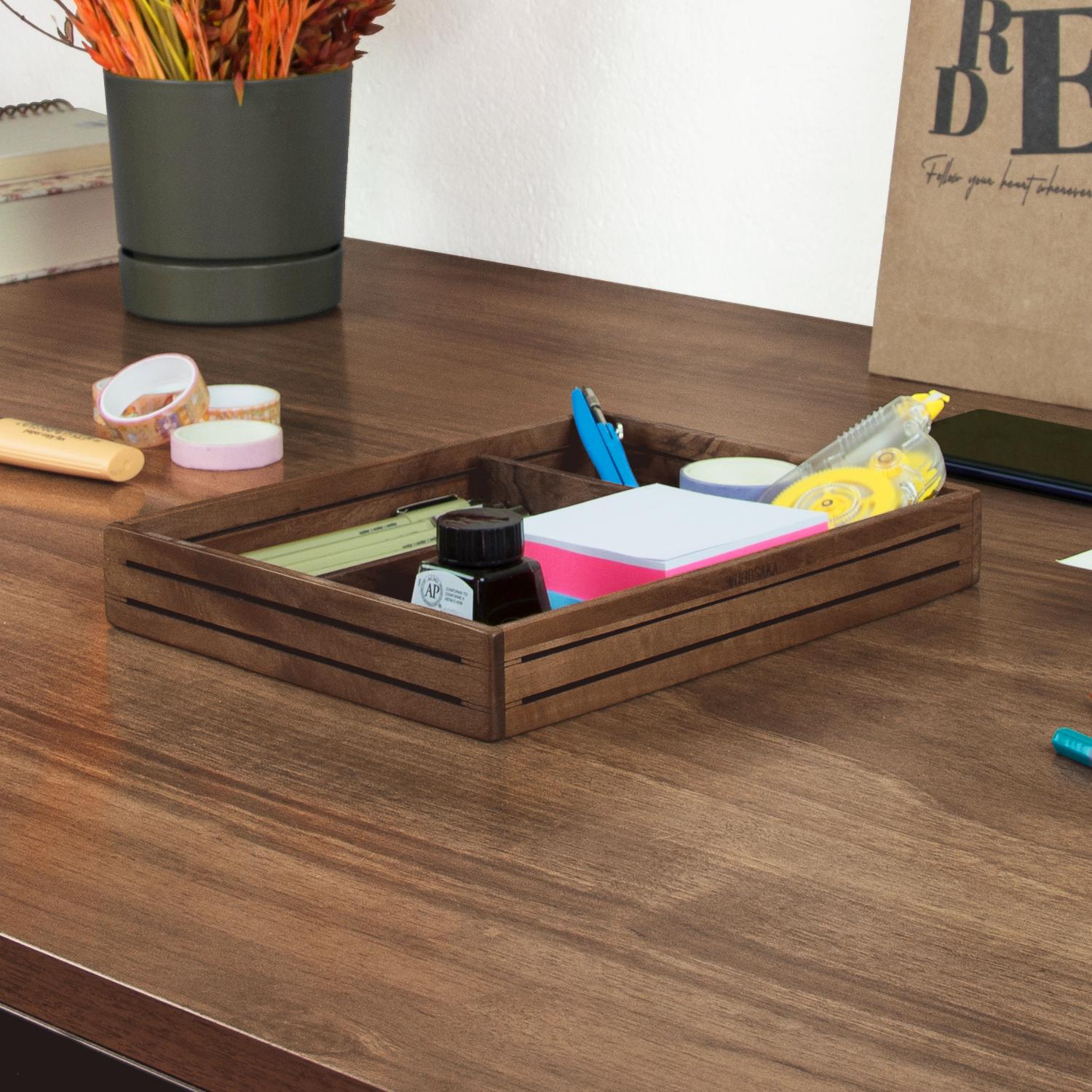 

3Line Basic Organizer – Walnut Wood - 18cm x 22.9cm x 3.5cm(h) - WOODSAKA