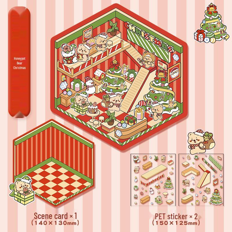 Cute 3D Cartoon Cottage Landscaping Stickers for Collage Journals