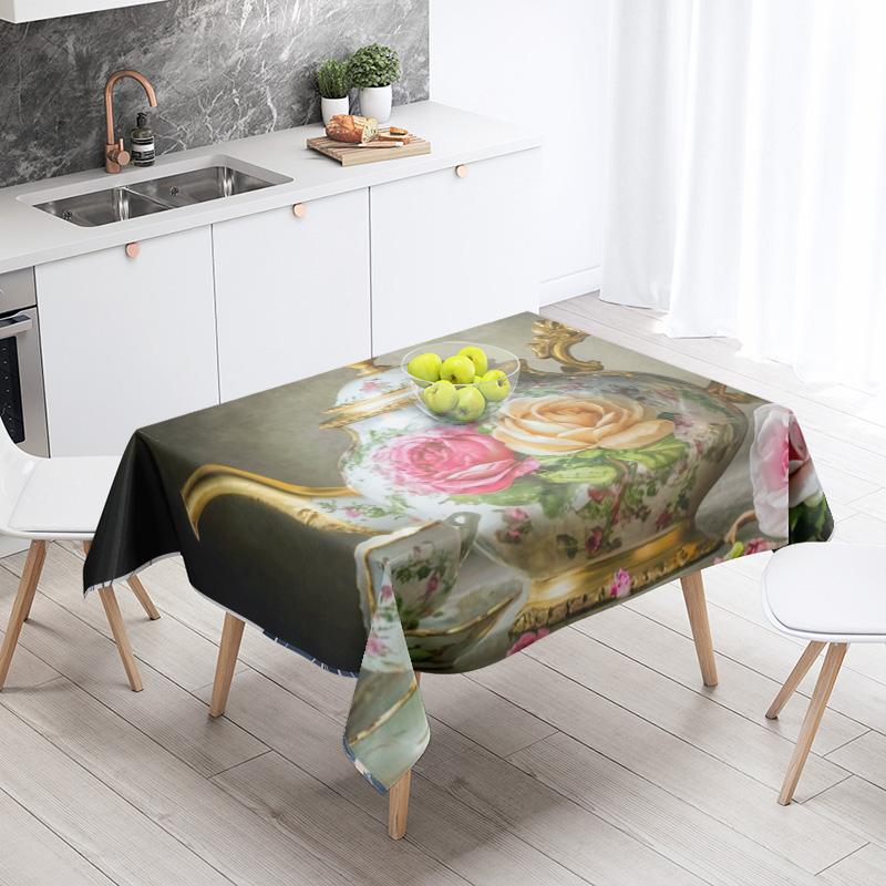 Abstract Art Food Illustration Tablecloth Oil-proof Tablecloth Waterproof Picnic Fabric Nordic Home Decoration