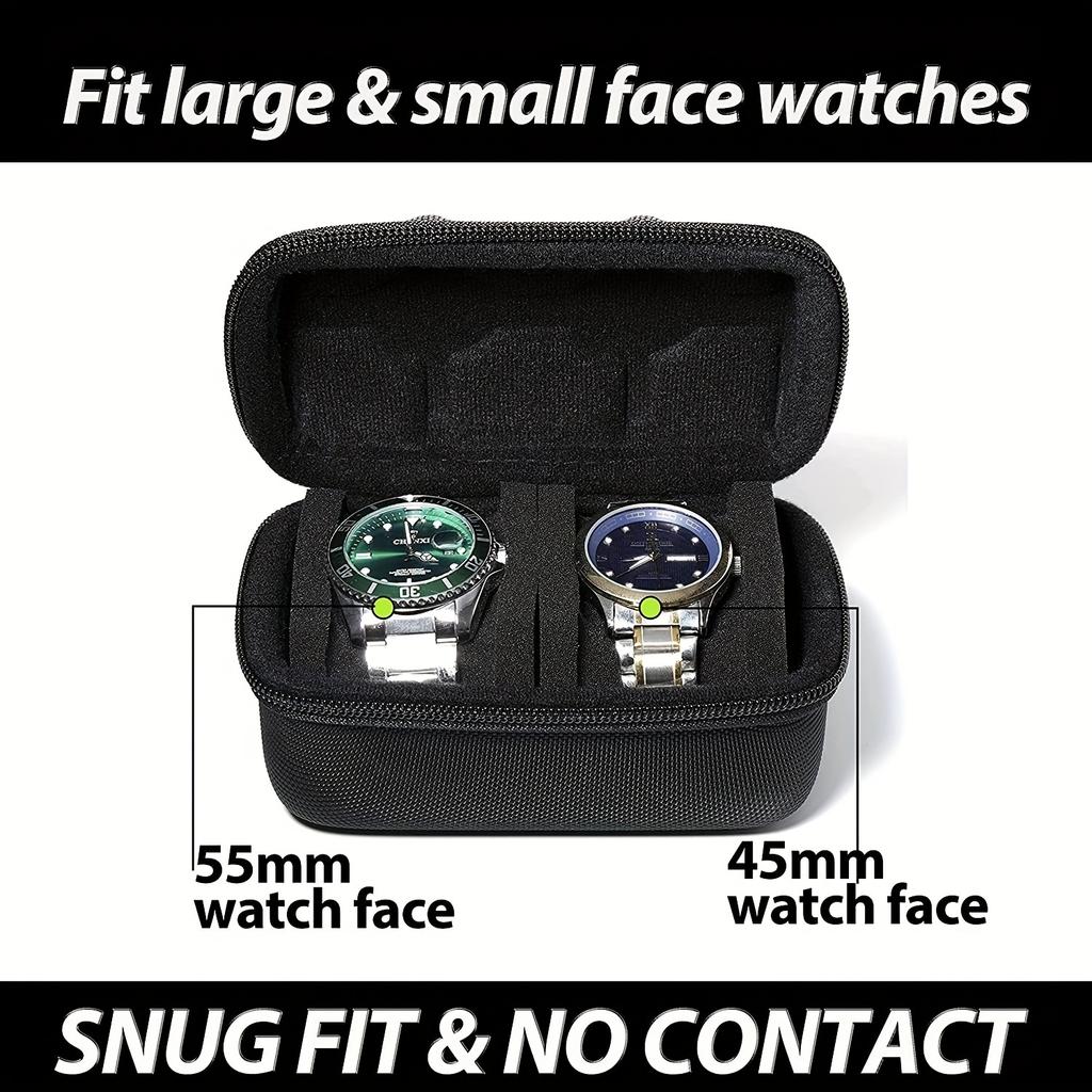 1pc 2 Card Position Hard Shell Watch Storage Box, Travel Storage Bag, Hard Shell, Portable Anti-pressure, Ideal choice for Gifts
