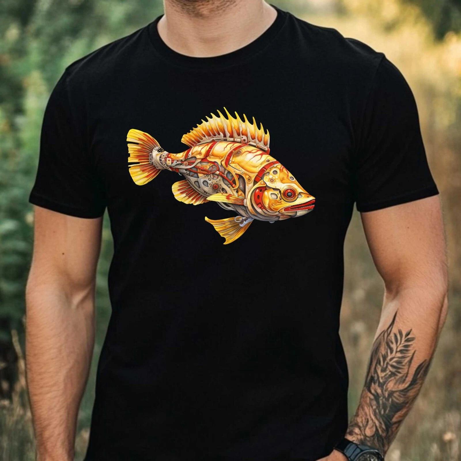 T-Shirt Herren Cyborg Fisch Motiv Baumwolle Größe XS bis 5XL M