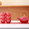 Red Ceramic Tea Set, Chinese Wedding Tea Set, Handmade Tea Pot Set, Special Customized Home Porcelain Beauty Tea Cup Set