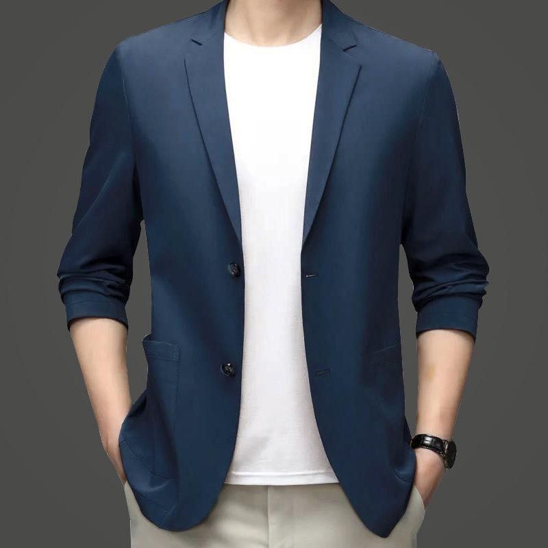 Uomo Estate Sottile Protezione Solare Blazer Giacche Tinta Unita Business Casual Completi Cappotti Maschile Slim Elastico Blazer Giacche Abbigliamento