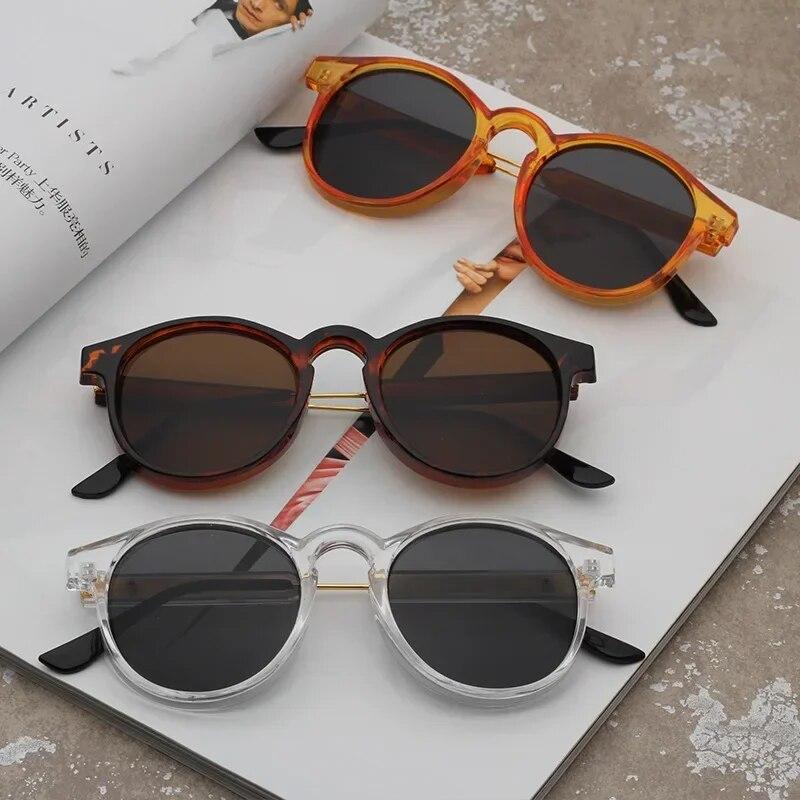 Retro Yuvarlak Güneş Gözlüğü Kadın Erkek Marka Tasarım Şeffaf Kadın güneş gözlüğü Erkekler Oculos De Sol Feminino Lunette Soleil