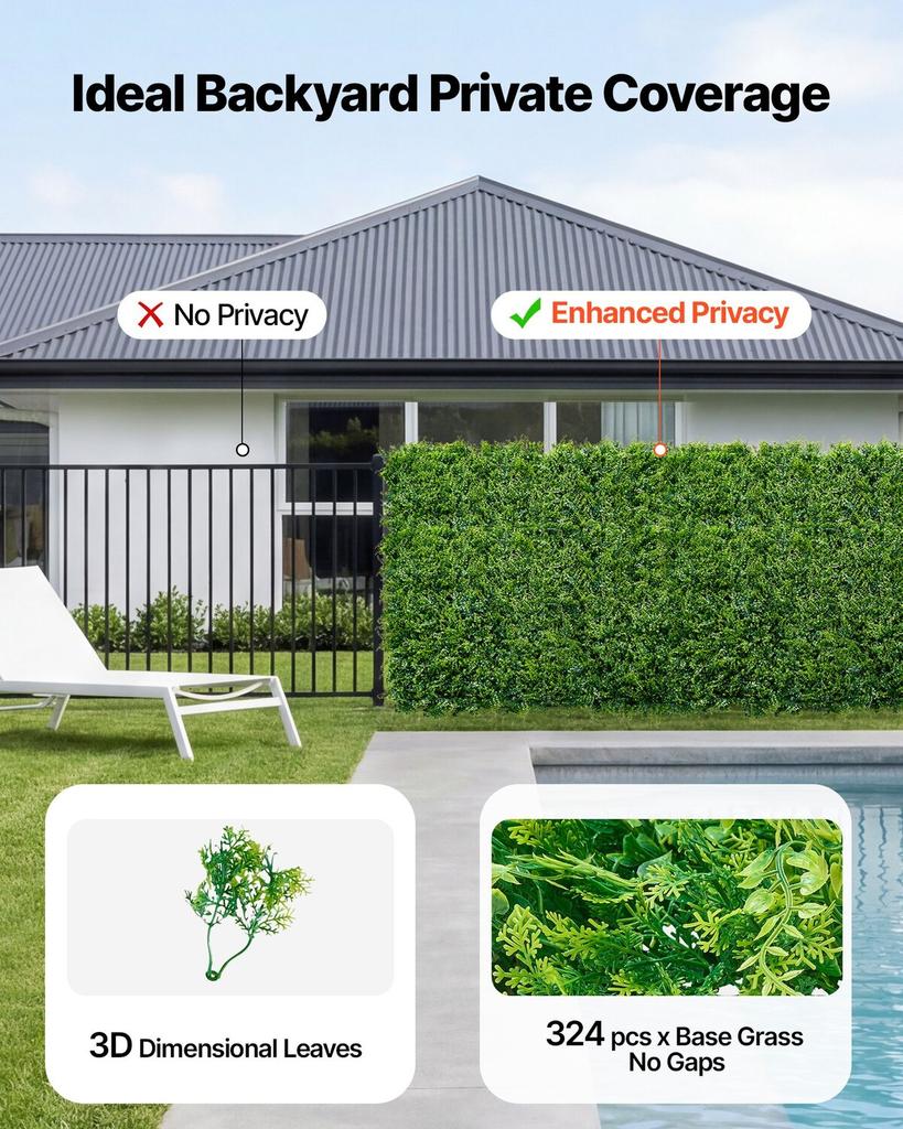 Artificial Plant Wall, 12PCS 50.8 x 50.8 cm Artificial Boxwood Panels, Sun Protection Greenery Backdrop Privacy Hedge Fence, Fake Grass Screen for