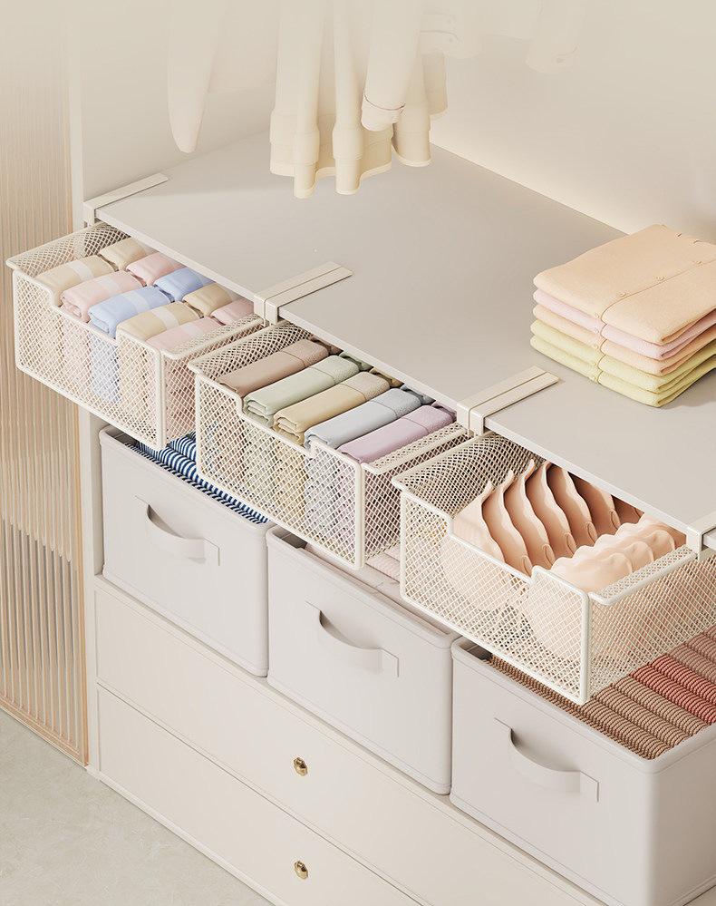 Wardrobe Divider Shelf: Pull-Out Layered Storage Rack for Underwear and Clothing