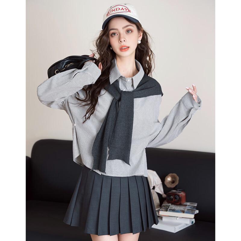 ET BOITE Women s Striped Cape-Sleeve Shirt One Size