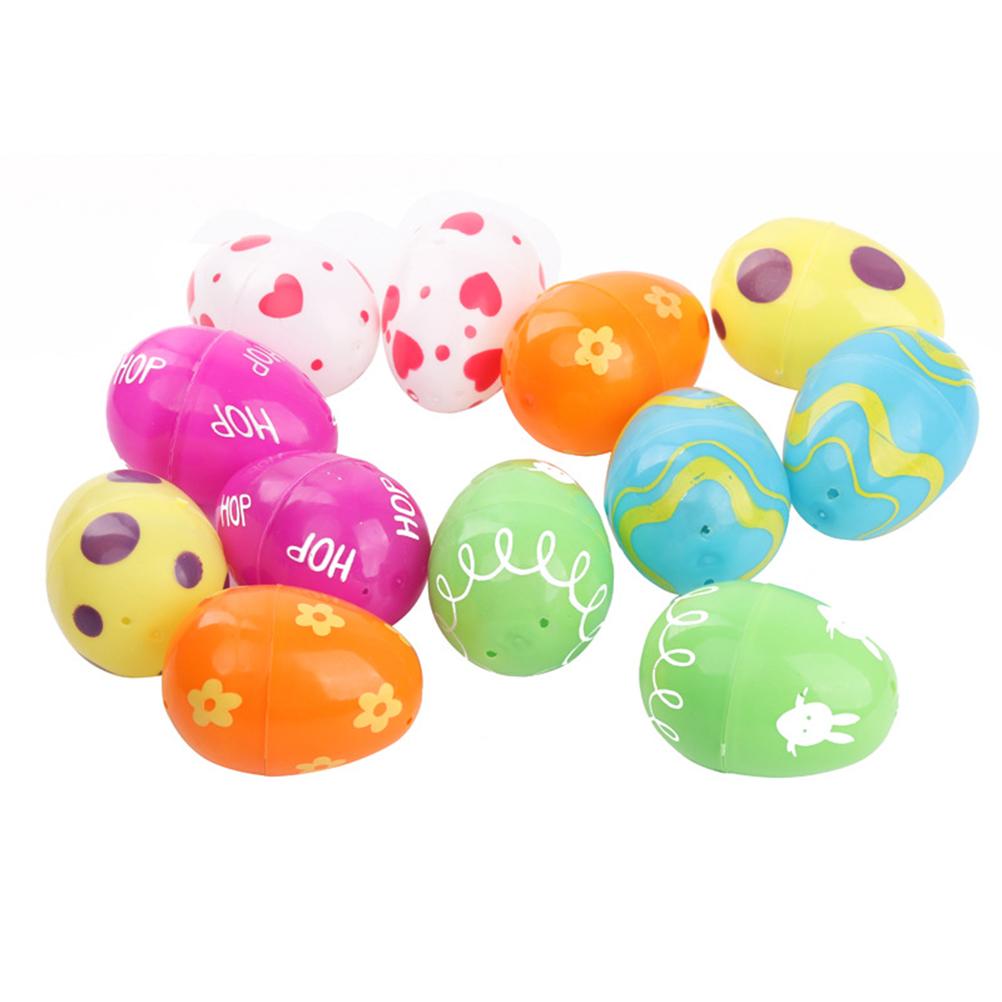 2 Set of 24PCS Easter Egg Decor Painted Open Plastic Eggs Funny Easter Egg Toy Creative Easter Gift Decor for Kids Friends