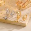 Elegant Asymmetrical Eight-Pointed Star Earrings, French Light Luxury Style, Simple Gold Ear Cuffs for Women