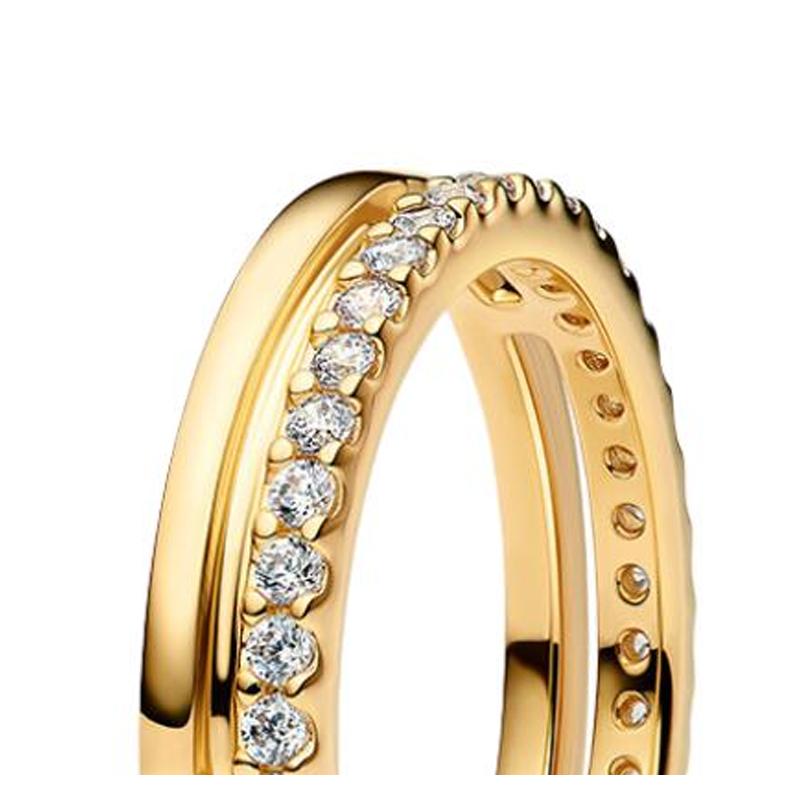 Pandora Versatile Style Gold-plated Copper-silver Alloy Ring Women's Gold 163799C01