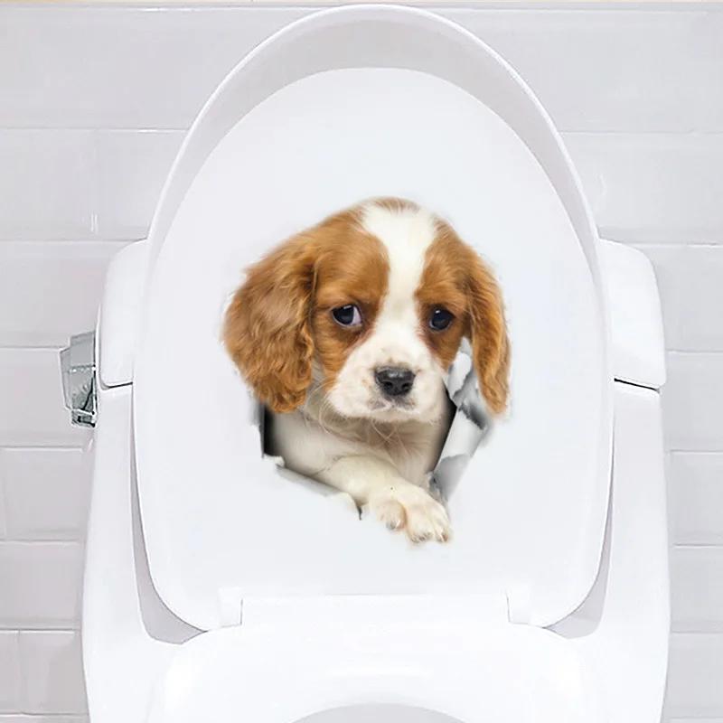 3D Cute Cat Toilet Sticker Bathroom Toilet Cover Sticker Wall Stickers Animal Wc Accessories Fun For Home Bath Room Decoration